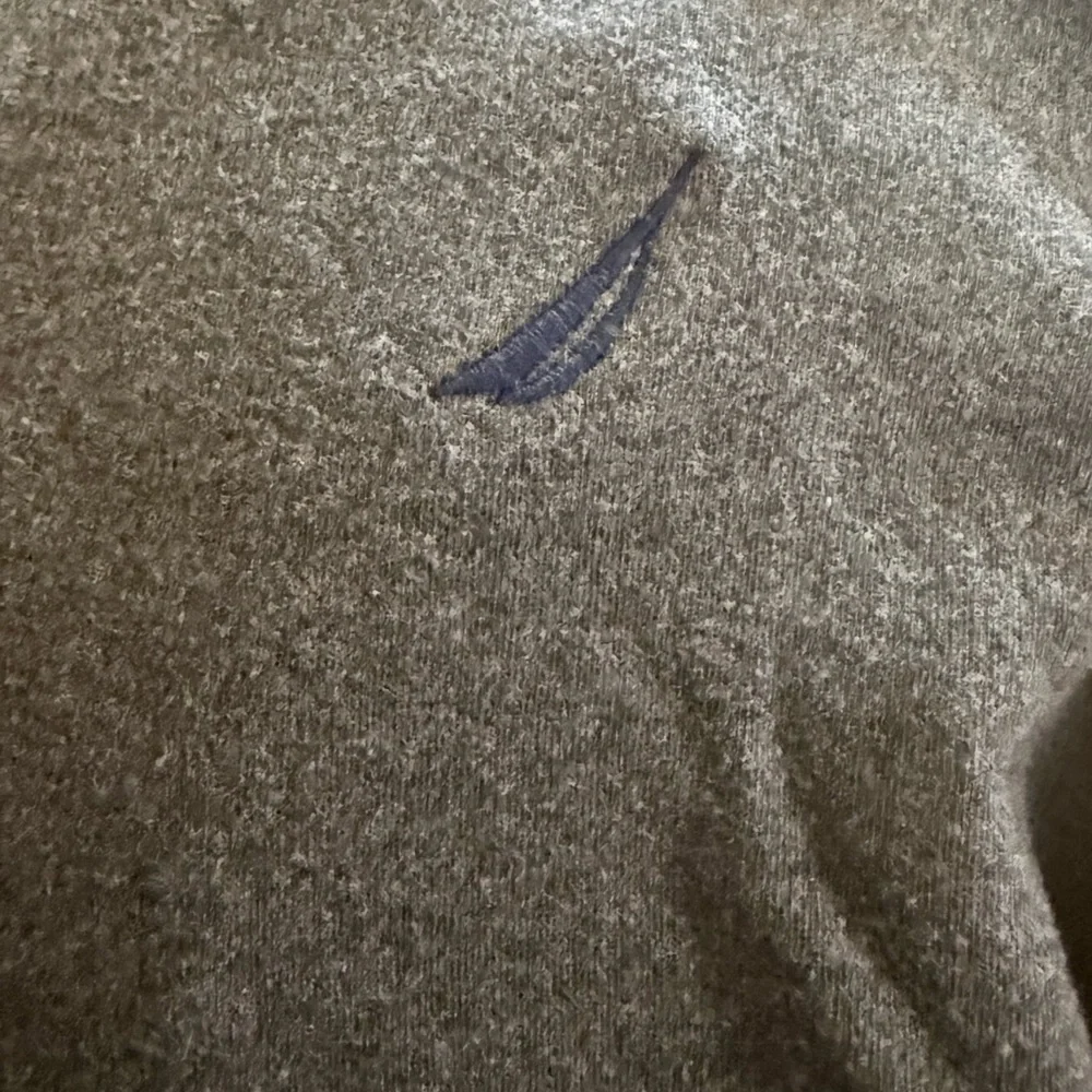 Nautica Gray 3/4 Zip Up Sweater Charcoal Grey with Navy Blue Detail Slim Fit XL